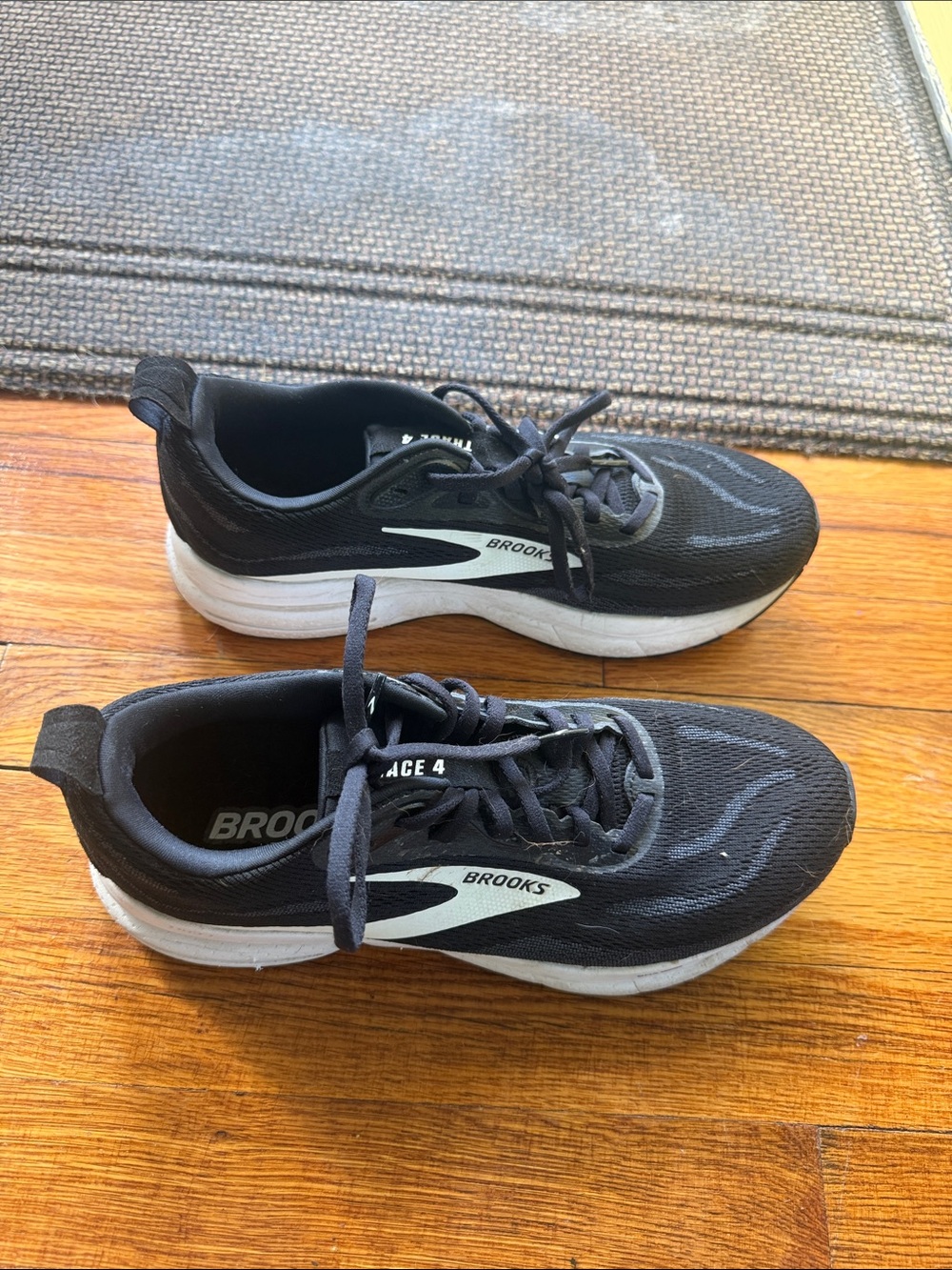 Brooks Black and White Trace 4 Sneakers with White Accents